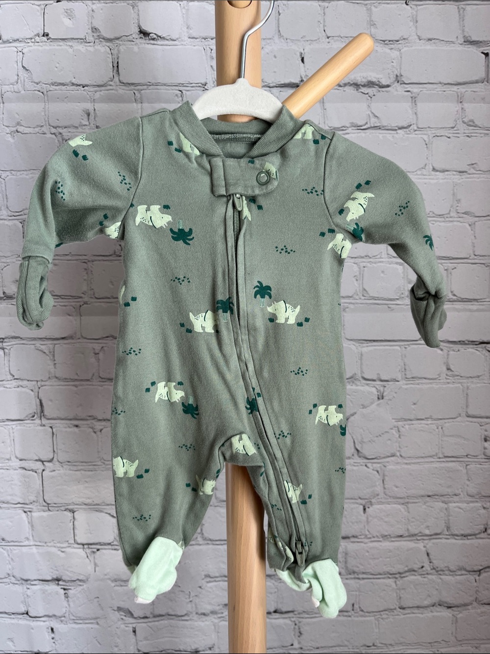 ⭐️⭐️PICK 5 / $20 Carter's Baby Green Rhino Print Footed One-Piece
